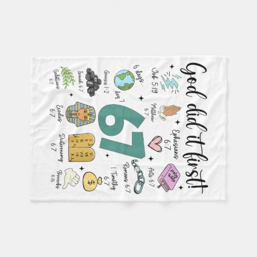 God Did It First 67 Meme Retro Christian Funny Fai Fleece Deken (Voorkant (Horizontaal))