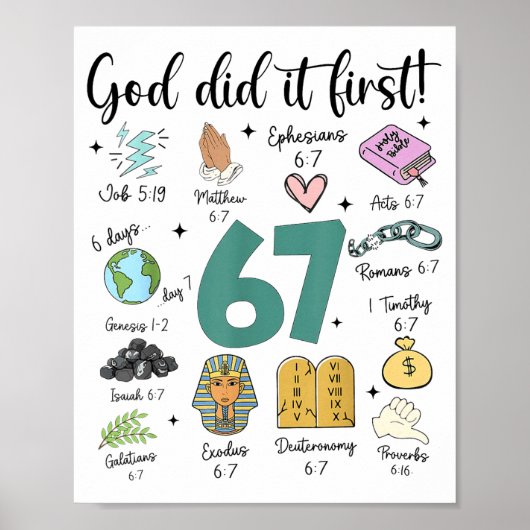 God Did It First 67 Meme Retro Christian Funny Fai Poster (Voorkant)