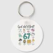God Did It First 67 Meme Retro Christian Funny Fai Sleutelhanger (Voorkant)