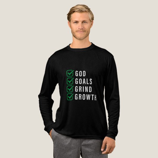 God. Doelen. Grind. groei Tri-Blend Shirt (Voorkant)