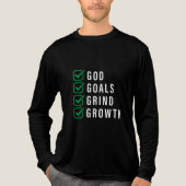 God. Doelen. Grind. groei Tri-Blend Shirt (Voorkant volledig)