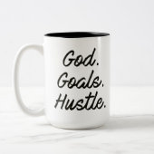 God. Doelstellingen. Hustle. Koffiebeker Tweekleurige Koffiemok (Links)