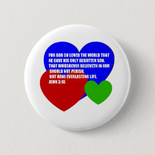 God dus hield van de Wereld Bijbelse Verse Ronde Button 5,7 Cm
