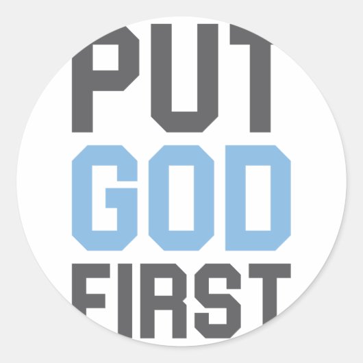 God eerst ronde sticker (Voorkant)