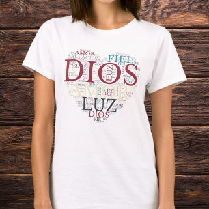 God en Geloof Hart Christelijk Spaans voor vrouwen T-shirt