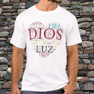 God en Geloof Hart Mannen Christelijk Spaans T-shirt