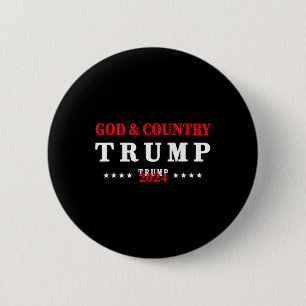 God en Land Trump 2024 God Trump Ronde Button 5,7 Cm