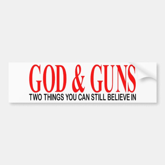GOD en PISTOLEN Bumpersticker (Voorkant)