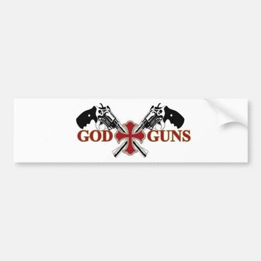 God en Pistolen Bumpersticker (Voorkant)