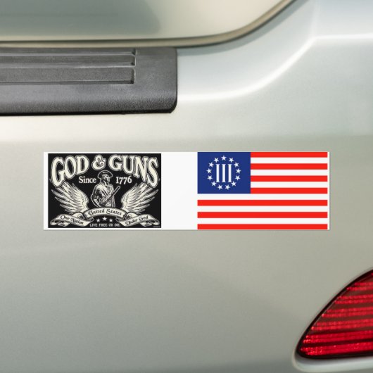 God en Pistolen Bumpersticker (Op auto)