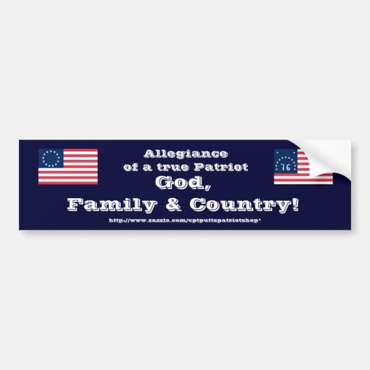 God, familie en land! bumpersticker (Voorkant)