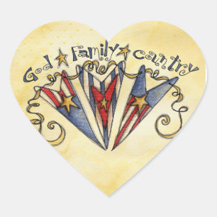 God Familie Land Amerika Hart Sticker