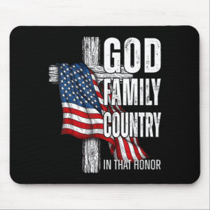 God Familie Land Amerikaanse Vlag Christelijke Pat Muismat