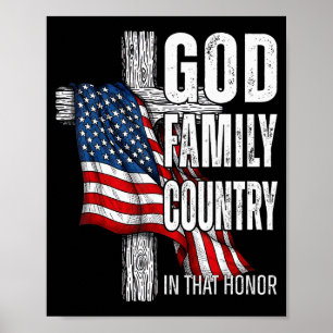 God Familie Land Amerikaanse Vlag Christelijke Pat Poster
