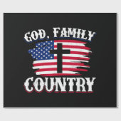God Familie Land Amerikaanse Vlag Kruis Christelij Cadeaupapier (Vlak)