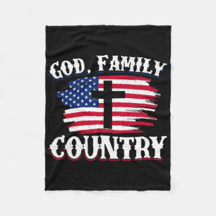 God Familie Land Amerikaanse Vlag Kruis Christelij Fleece Deken