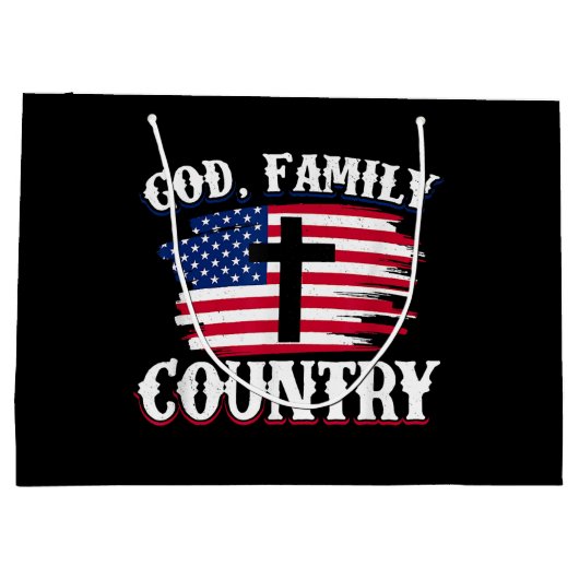 God Familie Land Amerikaanse Vlag Kruis Christelij Groot Cadeauzakje (Achterkant)