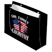 God Familie Land Amerikaanse Vlag Kruis Christelij Groot Cadeauzakje (Voorkant Gekanteld)