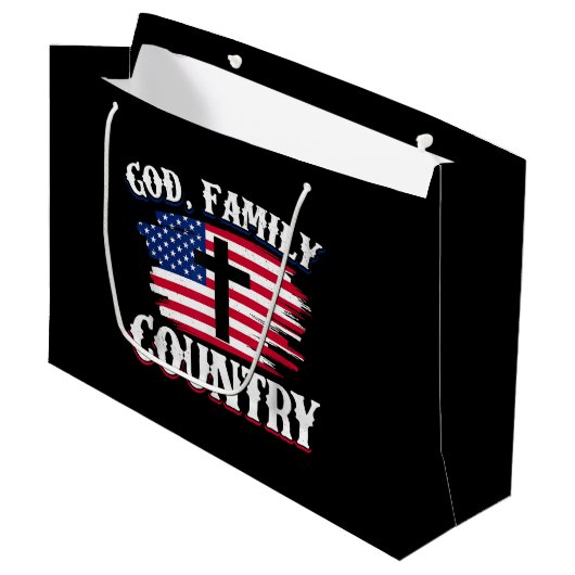 God Familie Land Amerikaanse Vlag Kruis Christelij Groot Cadeauzakje (Voorkant Gekanteld)