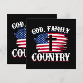 God Familie Land Amerikaanse Vlag Kruis Christelij Kaart (Voorkant / Achterkant)