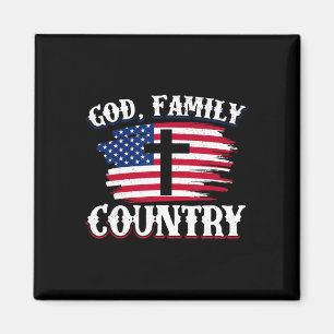 God Familie Land Amerikaanse Vlag Kruis Christelij Magneet