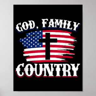God Familie Land Amerikaanse Vlag Kruis Christelij Poster
