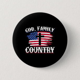 God Familie Land Amerikaanse Vlag Kruis Christelij Ronde Button 5,7 Cm
