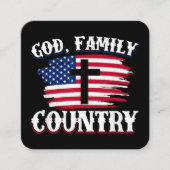 God Familie Land Amerikaanse Vlag Kruis Christelij Vierkante Visitekaartje (Voorkant)