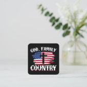 God Familie Land Amerikaanse Vlag Kruis Christelij Vierkante Visitekaartje (Staand voorkant)