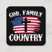 God Familie Land Amerikaanse Vlag Kruis Christelij Vierkante Visitekaartje (Achterkant)