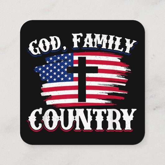 God Familie Land Amerikaanse Vlag Kruis Christelij Vierkante Visitekaartje (Achterkant)