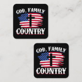 God Familie Land Amerikaanse Vlag Kruis Christelij Vierkante Visitekaartje (Voorkant / Achterkant)