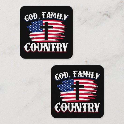 God Familie Land Amerikaanse Vlag Kruis Christelij Vierkante Visitekaartje (Voorkant / Achterkant)