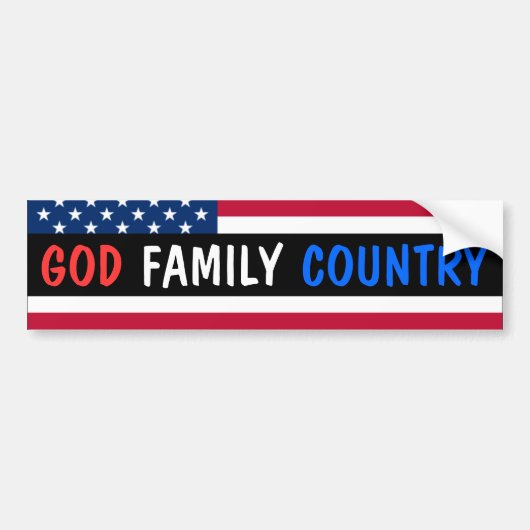 God, familie, land. bumpersticker (Voorkant)
