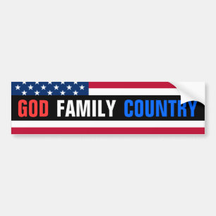 God, familie, land. bumpersticker