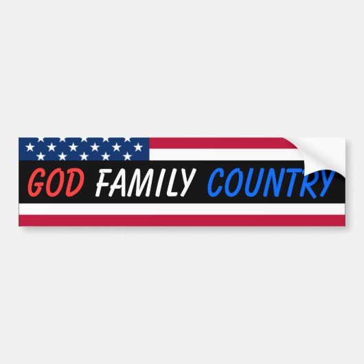 God, familie, land. bumpersticker (Voorkant)