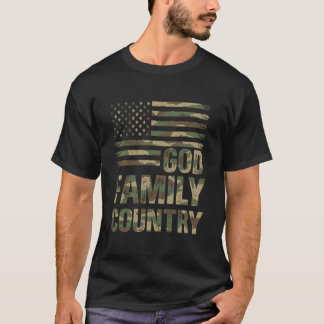 God Familie Land Camo Patriottisch Christelijk Ame T-shirt