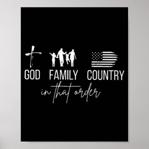 God Familie Land In Die Volgorde Patriottische Chr Poster