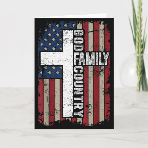 God Familie Land Patriottisch Christelijk Vintage Kaart