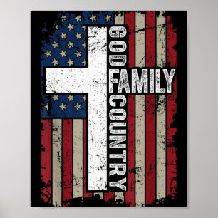 God Familie Land Patriottisch Christelijk Vintage Poster
