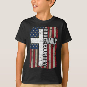 God Familie Land Patriottisch Christelijk Vintage T-shirt