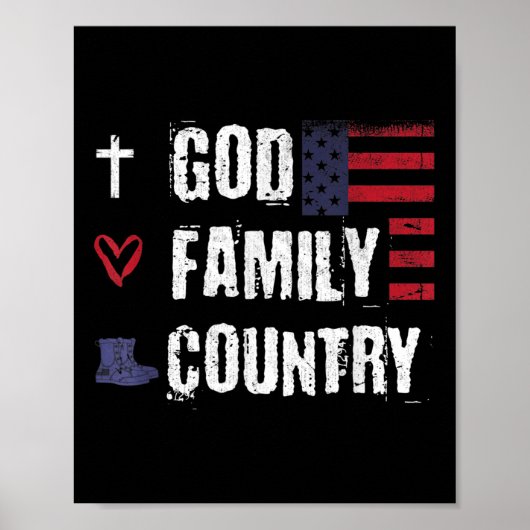 God Familie Land Patriottische Veteraan Soldaat Ge Poster (Voorkant)
