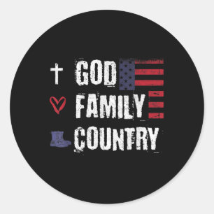 God Familie Land Patriottische Veteraan Soldaat Ge Ronde Sticker