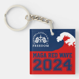 God Familie Land Vrijheid 2024 MAGA Red Wave Sleutelhanger