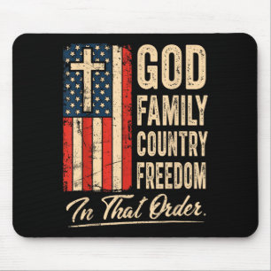 God Familie Land Vrijheid In Die Volgorde Usa Vlag Muismat