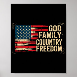 God Familie Land Vrijheid Verenigde Staten Vlag  Poster