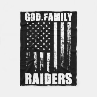 God. Familie. Raiders. Vintage Usa Vlag  Fleece Deken
