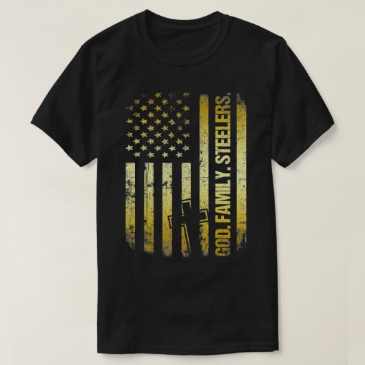 God Familie Steeler Us Vlag Vaderdag Pap Funny T-shirt (Design voorkant)
