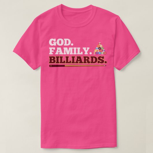 God Family Billiards het Ontwerp van de Pool Playe T-shirt (Design voorkant)