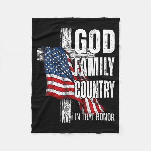 God Family Country American Flag Christian Patriot Fleece Deken (Voorkant)